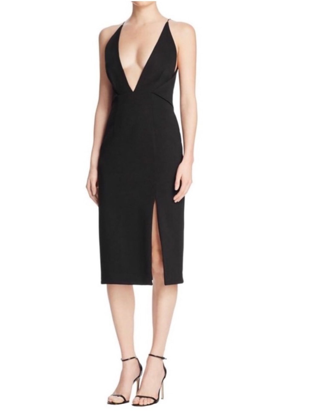 Nicholas Ava Black Plunging V Dress Size  4